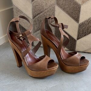Aldo Tan Strappy Platform Heels 9/40eu